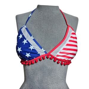 Red White and Blue Flag Americana Bikini Top Size 2X